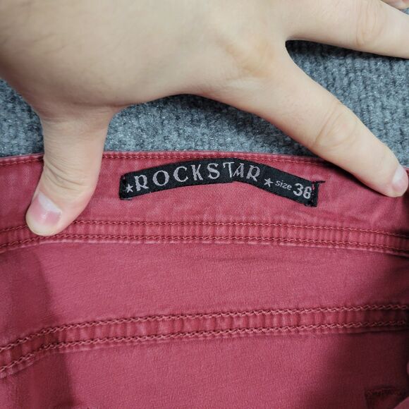 ROCKSTAR RSM201PFD Red Button Fly Straight Leg Mid Rise Denim Jeans SIZE 36 - Picture 9 of 14
